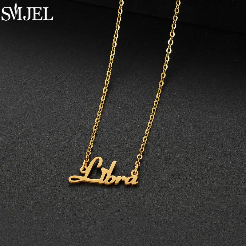 12 Zodiac Signs Jewelry Stainless Steel Zodiac Letter Necklace Aries, Leo, Taurus, Gemini, Aquarius Horoscope Christmas Gift Color: 45cm Length; Main Stone Color: Parallel Import
