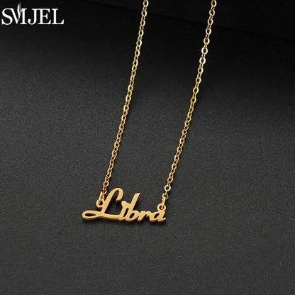 12 Zodiac Signs Jewelry Stainless Steel Zodiac Letter Necklace Aries, Leo, Taurus, Gemini, Aquarius Horoscope Christmas Gift Color: 45cm Length; Main Stone Color: Parallel Import
