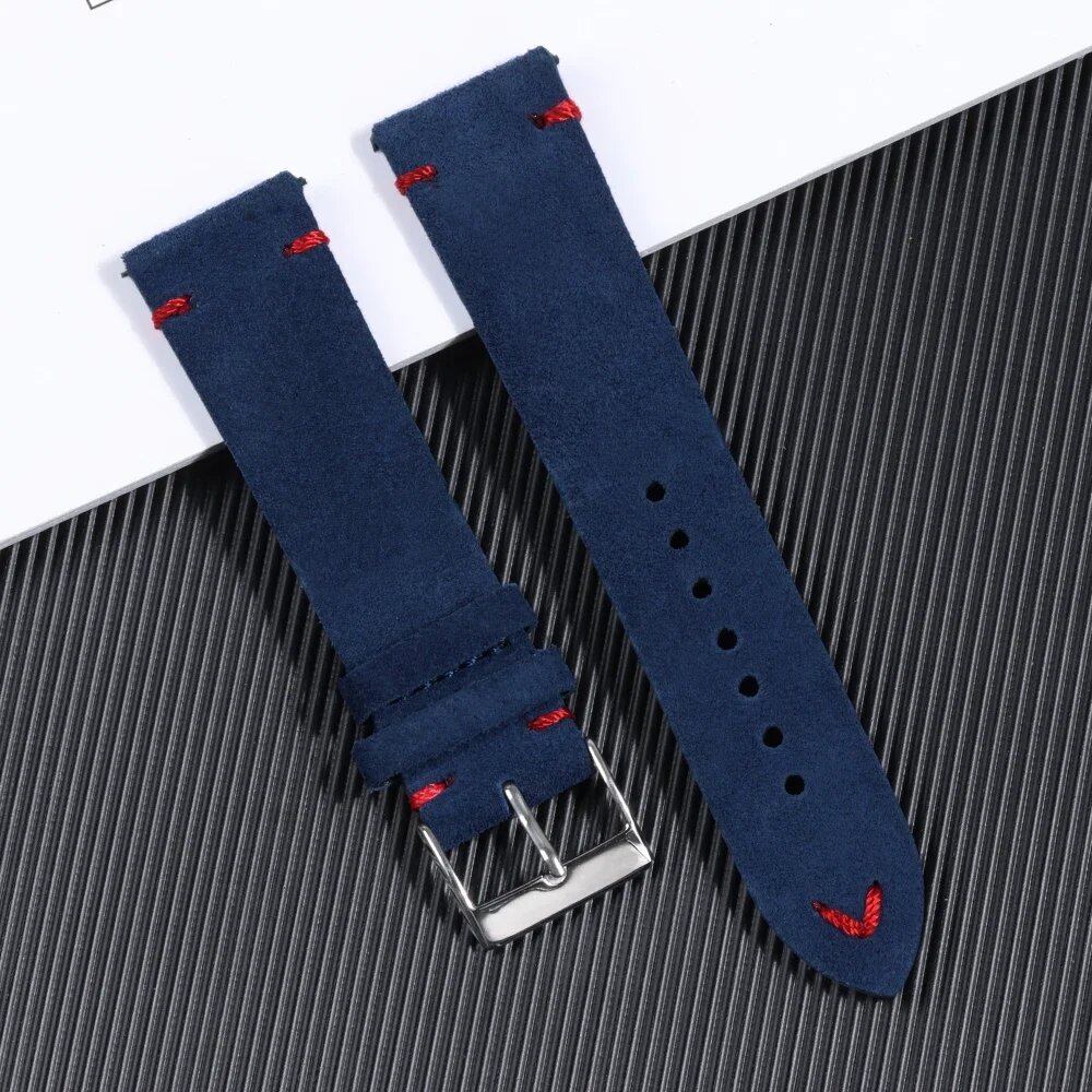 Soft Suede Watch Band, 18mm, 20mm, 22mm Leather Strap, Brown, Blue, Red, Khaki, Replacement Strap, Quick Release, Men's and Women's Bracelet, Band Color: mm, Parallel Import