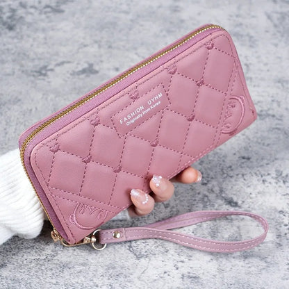 女性用ファッション ハート型 ジッパー付き長財布 ソリッドカラー PUレザー コインポーチ レディース リストバンド付き カードホルダー クラッチバッグ ;発送元: 並行輸入品