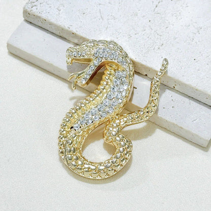 New Vintage Zodiac Snake Brooch, Creative Rhinestone, Animal Brooch Pin for Men and Women, Jewelry, New Year's Gift, Color: 1 Piece; Metal Color: XZ10; Ships from: Parallel Import