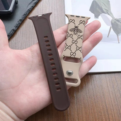 Silicone Engraved Strap for Apple Watch - Compatible with: 10/46mm/42mm/38mm/40mm/41mm/44mm/45mm/Ultra 2 (49mm)/iWatch 9/8/7/6/5/4/SE - Soft Bracelet Band Color: Parallel Import