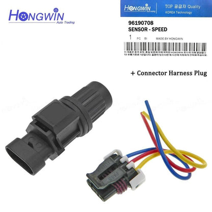 Speed Sensor &amp; Connector Harness Plug for 1.6L Daewoo, Chevrolet, Fiat, Pontiac Aveo, Kalos, Lacetti, and Matiz. OEM Part Numbers: 96190708, 96604900, and 96603583. Parallel Import.