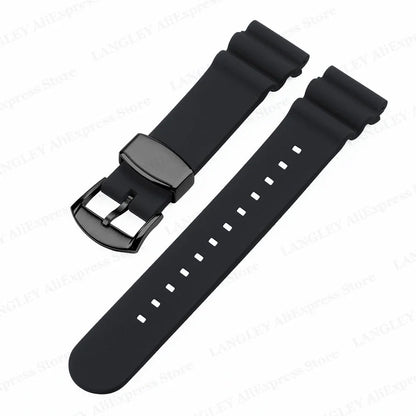 SEIKO Diving Silicone Watch Band, 20mm/22mm, Compatible with SKX007/009, featuring Canned Abalone Shell and Water Ghost Design. Ring Clasp/Pin Buckle Bracelet. Size: No Logo; Band Color: mm. Parallel Import.