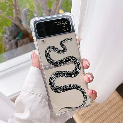 スピリチュアルスネーク スマホケース Samsung Galaxy Z Flip 6/5/4/3用 クリア ハード 折りたたみカバー Z Flip 5対応 透明 ファンダ カラー：スタイル 並行輸入品