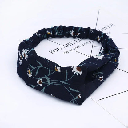 Women's Summer Bohemian Print Headband, Retro Cross Turban, Bandage Bandana, Hair Accessory, Head Wrap, Parallel Import