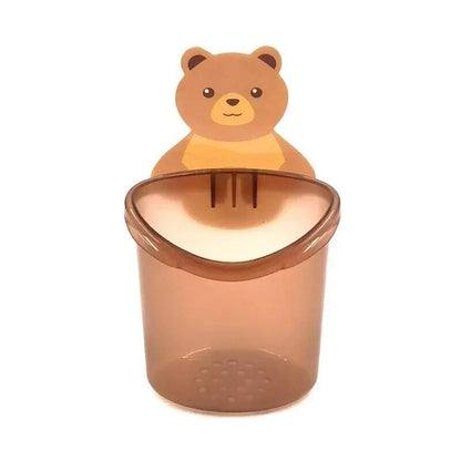 1/2-Piece Cute Bear Pattern Wall-Mounted Toothbrush Storage Rack for Bathroom, Multifunctional Toothbrush Holder, Bathroom Accessory, Parallel Import