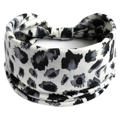 New Boho Floral Print Wide Headband with Vintage Knot Elastic Turban Headwrap for Women and Girls, Cotton Soft Bandana Hair Accessory, Parallel Import