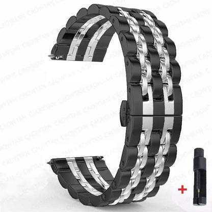 22mm and 20mm Stainless Steel Bands for Samsung Galaxy Watch 3, 4, 5 (45mm), Gear S3 (46mm and 42mm), and Active 2 (40mm and 44mm) - Compatible with Amazfit BIP 2 and GTR. Band Color: mm; Ships from: Parallel Import