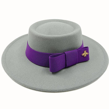 Winter Bowtie Fedora Hat with Textured Surface, Flat Top, and Elastic Band. Red. Men's and Women's Jazz Hat. Sizes: 56-58cm. Ships from: Parallel Import.
