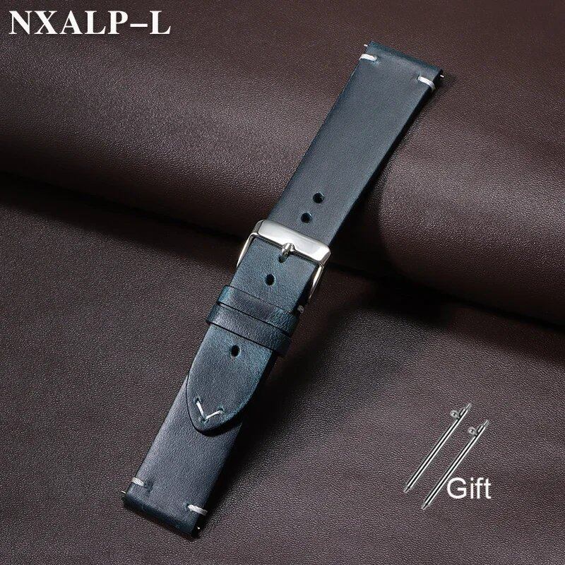 Quick-Release Calf Leather Watch Strap, 18mm, 19mm, 20mm, 21mm, 22mm, 24mm, Oil-Waxed, Cowhide Leather, Men's, Women's, Business, Wristband, Accessory, Band Color: mm, Parallel Import