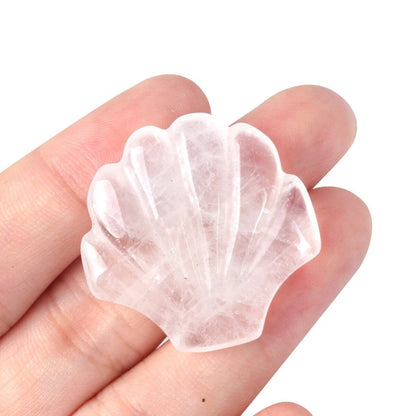 1 Natural Crystal, Sparkling Semi-Precious Shell-Shaped Figurine, Spiritual Healing, Power Stone, Room Decoration, Ornament, Gift, Size: 30mm x 30mm; Parallel Import