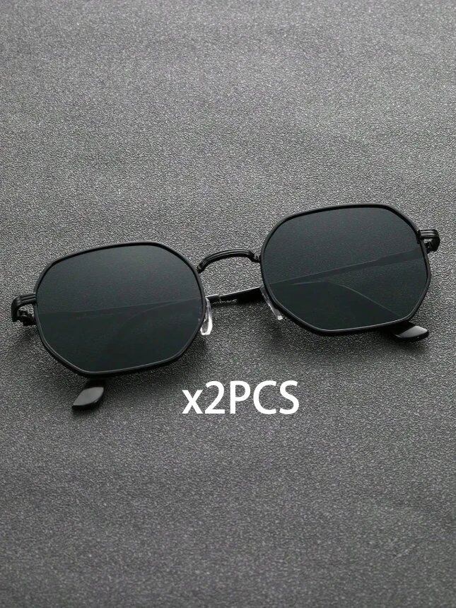1/2-Piece Unisex Geometric Metal Frame Eyeglasses, Stylish Design for Outdoor Activities, Travel, Driving, and Everyday Life. Lens Color: FPM9829 - Parallel Import
