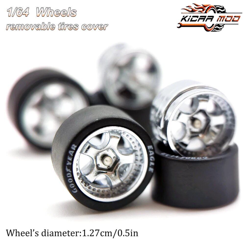 1/64 Scale Work S1 Rubber Tire Wheels, Large Size, Diecast Model Car Modification Parts for Hot Wheels, Matchbox, and Tomica, D:13mm, 1 Set, Parallel Import