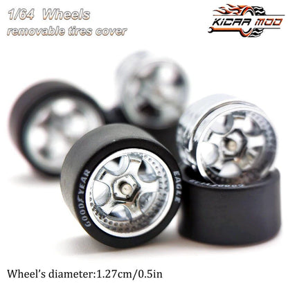 1/64 Scale Work S1 Rubber Tire Wheels, Large Size, Diecast Model Car Modification Parts for Hot Wheels, Matchbox, and Tomica, D:13mm, 1 Set, Parallel Import