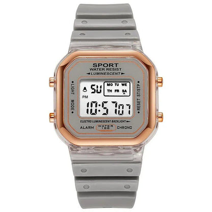 Fashion Brand Student-Friendly Transparent Electronic Watch, Candy Color LED, Women's Sports, Waterproof, Gift, Parallel Import