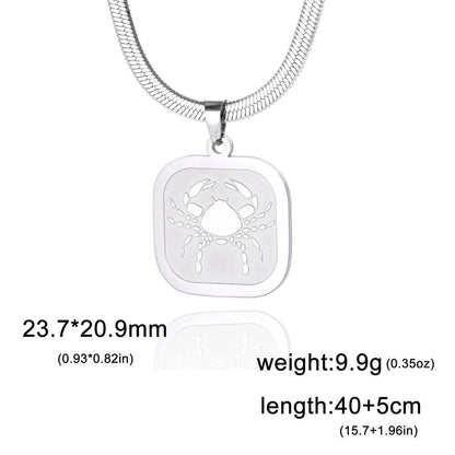 Women's 12 Zodiac Signs Necklace, Stainless Steel, Horoscope, Zodiac Pendant, Medallion, Snake Chain, Birthday Jewelry, "My Shape," 50cm Long; Metal Color: Parallel Import