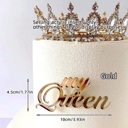 Set of 1, 3, or 5 Acrylic Birthday Queen Gold Cake Topper for Happy Birthday Party Side Cake Decorations. Size: Parallel Import.