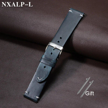 Quick-Release Calf Leather Watch Strap, 18mm, 19mm, 20mm, 21mm, 22mm, 24mm, Oil-Waxed, Cowhide Leather, Men's, Women's, Business, Wristband, Accessory, Band Color: mm, Parallel Import