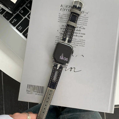 Retro Denim Apple Watch Band for Women, Compatible with 38mm, 40mm, 41mm, 42mm, 44mm, 45mm, 46mm, and 49mm Apple Watch Ultra (10/9/8/7), Band Color: Parallel Import