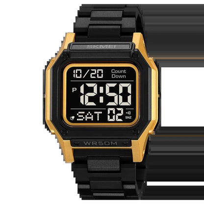 SKMEI Men's Waterproof Sports Watch with Countdown Stopwatch, Digital Watch, Dual Time Display, Fashionable Men's Clock; Imported