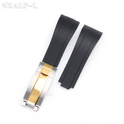 20mm Silicone Rubber Dive Watch Strap Bracelet for Rolex Daytona, Submariner, GMT, and Yacht-Master, 9x9mm, Fine-Adjust Buckle, Size: No Logo; Band Color: Black; Band Width: 20mm, Parallel Import