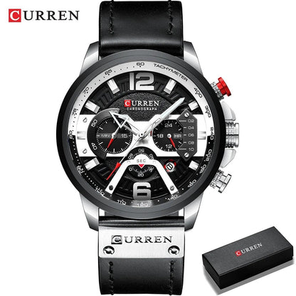 Men's Top Brand Luxury Military Sports Leather Quartz Watch, Karlen 8329, Parallel Import