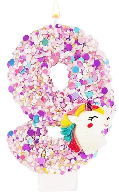 0-9 Number Birthday Candles, Happy Birthday Cake Candles, Unicorn Theme Party Supplies (Parallel Import)