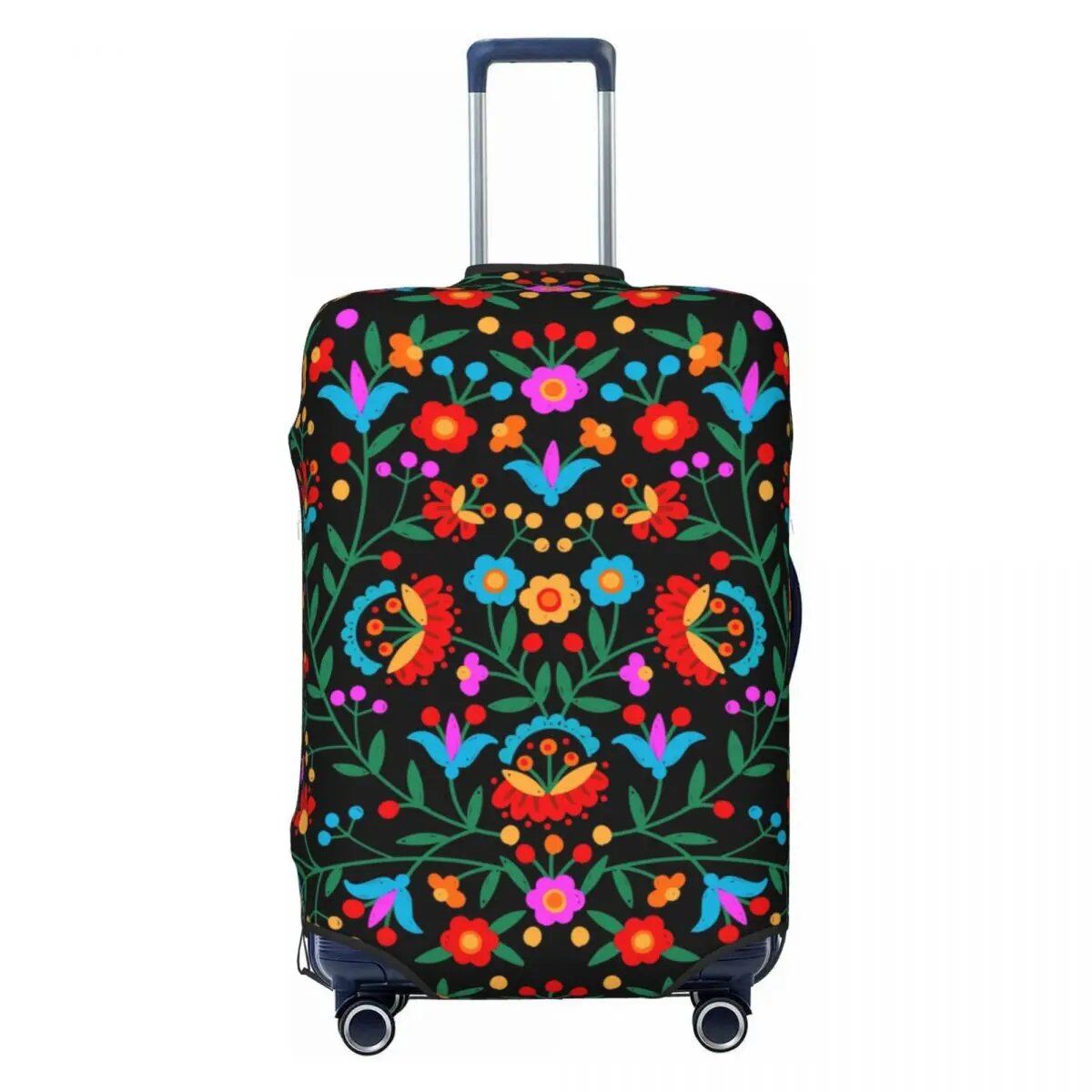 カスタムカラフルフローラルメキシカンフラワー スーツケースカバー エラスティック トラベル 荷物保護カバー 18-32インチ対応 サイズ： 並行輸入品
