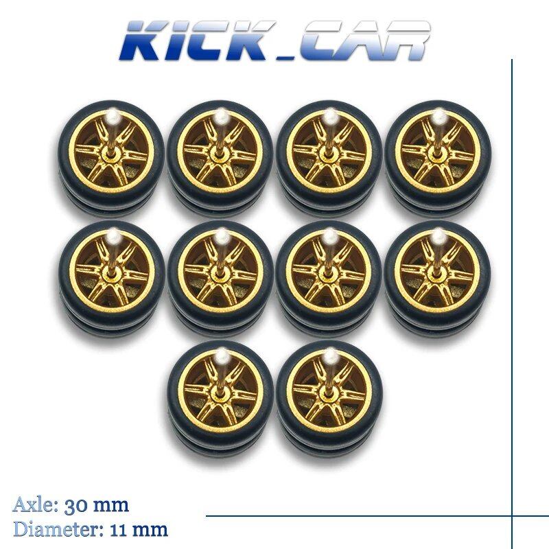 1/64 Scale 6-Spoke Wheel Set with Fixed Rubber Tires for Diecast Model Cars, Hot Wheels Modification Parts (5 Sets for 5 Cars), Color: MMW, Parallel Import