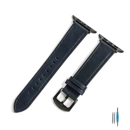 Calf Leather Strap for Apple Watch - Compatible with iWatch Series 8/7/6/5/4/3/SE, 49mm, 44mm, 45mm, 42mm, 40mm, and 41mm Bands, Unisex, Imported