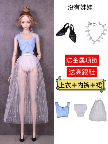 1/6 Doll Clothes Set / New Long Sleeve Knit Coat Dress with Socks and Shoes / 30cm Xinyi FR ST Blythe BB Doll Accessories Color: ; Size: Doll Not Included Parallel Import