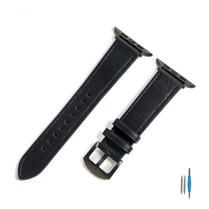 Calf Leather Strap for Apple Watch - Compatible with iWatch Series 8/7/6/5/4/3/SE, 49mm, 44mm, 45mm, 42mm, 40mm, and 41mm Bands, Unisex, Imported