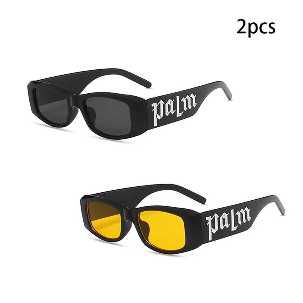 Set of 2 Colorful Candy-Colored Stylish Wide-Leg Sunglasses, Unisex, UV Protection, Candy-Colored Lettering, Lens Color: Parallel Import