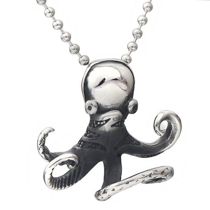 316L Stainless Steel Zodiac Cock Pendant &amp; Necklace with Steel Ball Chain, Unique Walking Chicken Necklace, Metal Color, Parallel Import