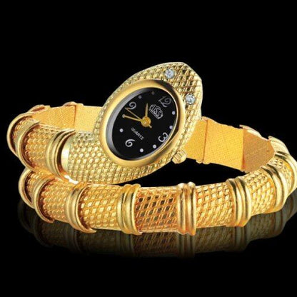 Hot Sale: Unique Women's Fashion Snake-Shaped Bracelet Watch with Crystals, Luxury Silver and Gold Watches, Parallel Import