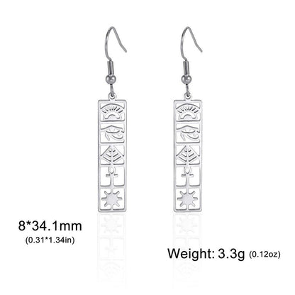 Lucktune Ancient Egyptian Ankh Hieroglyph Symbol Earrings, Stainless Steel, Eye of Horus Drop Earrings, Women's Spiritual Jewelry, Metal Color: Style, Parallel Import