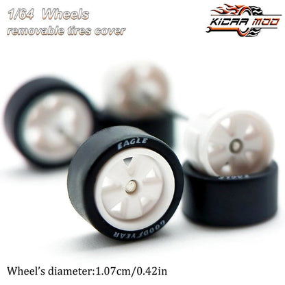 1/64 Scale Rubber Tire Wheels with FUCHS Refit Parts for Diecast Model Cars, Hot Wheels, Matchbox, Tomica, D:11mm, 1 Set, Parallel Import