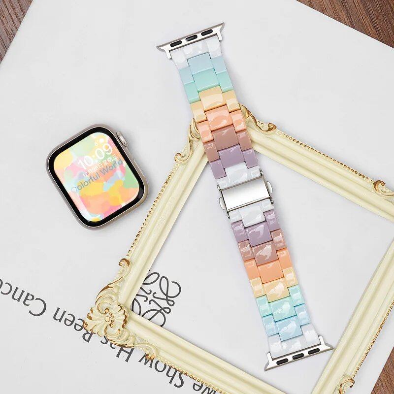 Cute Candy Rainbow Apple Watch Band, Compatible with 49mm, 45mm, 41mm, 44mm, and 40mm iWatch Series 10, 9, 8, 7, SE, 6, and 4, Size: S10-4, Parallel Import