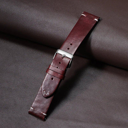 Retro Oil Wax Genuine Leather Quick Release Watch Band (Fits 18mm, 19mm, 20mm, 21mm, 22mm, and 24mm Watches) for Seiko and Rolex, Calfskin Strap, Band Color: mm, Parallel Import