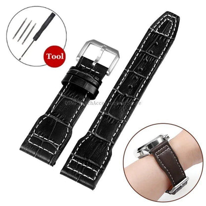IWC Pilot's Mark 327004/377714 Genuine Leather Strap, Cowhide Leather, Smartwatch Wristband with Folding Buckle, Women's/Men's Bracelet, 20/21/22mm Band Color: mm, Parallel Import