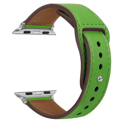 Leather Band for Apple Watch - Ultra 49mm/46mm, 44mm/40mm, 38mm/42mm, Sport Bracelet for iWatch Series 10/9/8/7/SE/6/5/3, 41mm/45mm Models, Band Color: Parallel Import