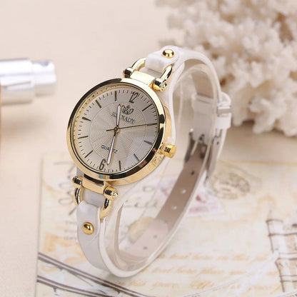 High-quality women's quartz watch with leather strap, casual watch, perfect as a gift. Various colors available. Parallel import.