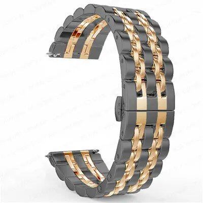 22mm and 20mm Stainless Steel Bands for Samsung Galaxy Watch 3, 4, 5 (45mm), Gear S3 (46mm and 42mm), and Active 2 (40mm and 44mm) - Compatible with Amazfit BIP 2 and GTR. Band Color: mm; Ships from: Parallel Import
