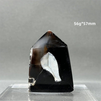 Natural Black Agate Gid Obelisk Wand for Healing, Aura, Meditation, Spiritual Energy, Feng Shui, Altar, Home Decor, Ornaments, Color: Parallel Import