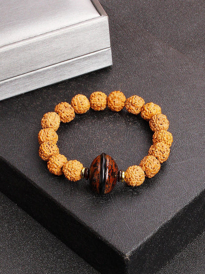 12mm Vajra Bodhi Rudraksha Bracelet with Red Tiger Eye and Aquamarine (Protection, Courage, Calmness, Mental Energy, Harmony) Length: 12mm (Parallel Import)