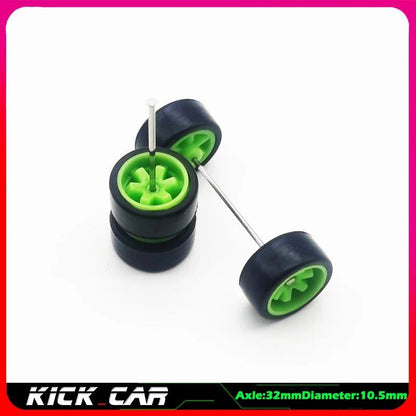 1/64 scale model car wheels with rubber tires, set of 4, ABS plastic, basic conversion parts for Hot Wheels, Tomica, and Mini GT. Color: WTS. Ships from: Parallel import.