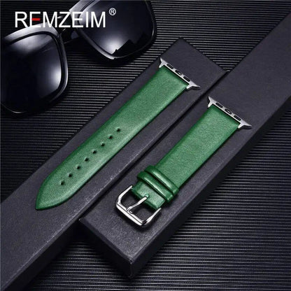 Genuine Leather Watch Strap for Apple Watch 8, 7, 6, SE, 5, 4, 3, 2, 38mm, 40mm, 41mm, 45mm, 44mm, 42mm, Blue, Band Color: mm, Parallel Import