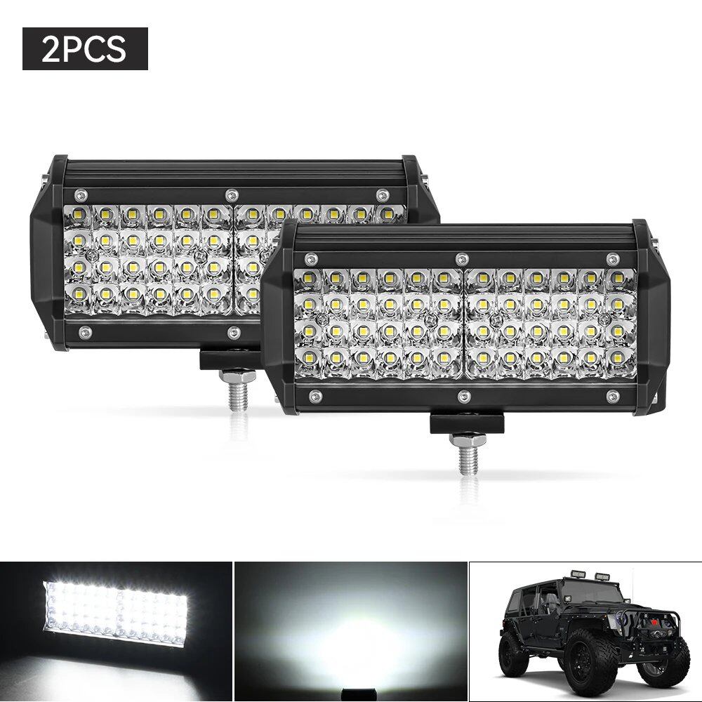 1/2 7-inch Bar Light, 4-Row Work Light, Combo Beam, Off-Road, Boat, Car, Tractor, Truck, 4x4, SUV, 12V/24V, Color: Parallel Import