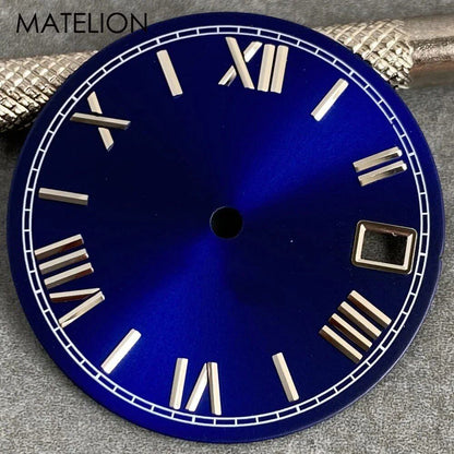 29mm Sunburst Dial Roman Dial Compatible with NH35, NH36, NH38, NH70, NH71, NH72, 4R35, and 4R36 Automatic Movement with Metallic Markers and DJ Hands (Parallel Import)
